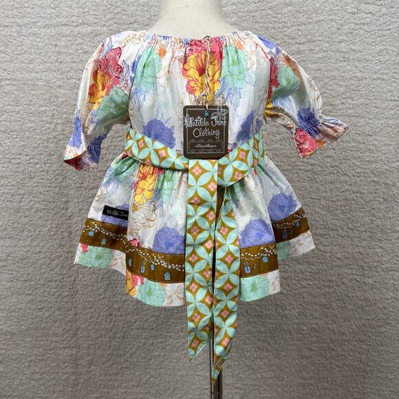 Matilda Jane Girls Top Size 2 White Multi Floral Chasing Firefly's Peplum Tunic - Picture 6 of 9